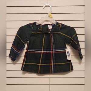 (3 ITEMS FOR $10)Old Navy Plaid Long Sleeve Baby Top Size 12-18 Months NWT